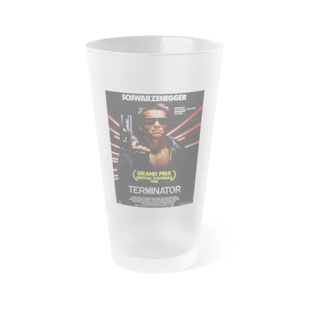 THE TERMINATOR (FRENCH) 1984 Movie Poster - Frosted Pint Glass 16oz-16oz-Frosted-Go Mug Yourself