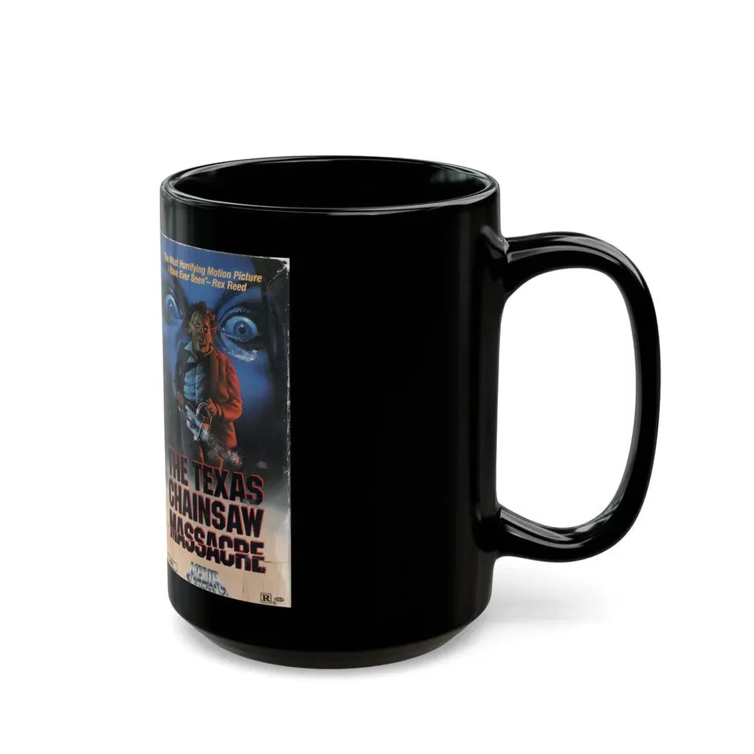 THE TEXAS CHAINSAW MASSACRE GUNNAR HANSEN (VHS COVER) - Black Coffee Mug - Go Mug Yourself