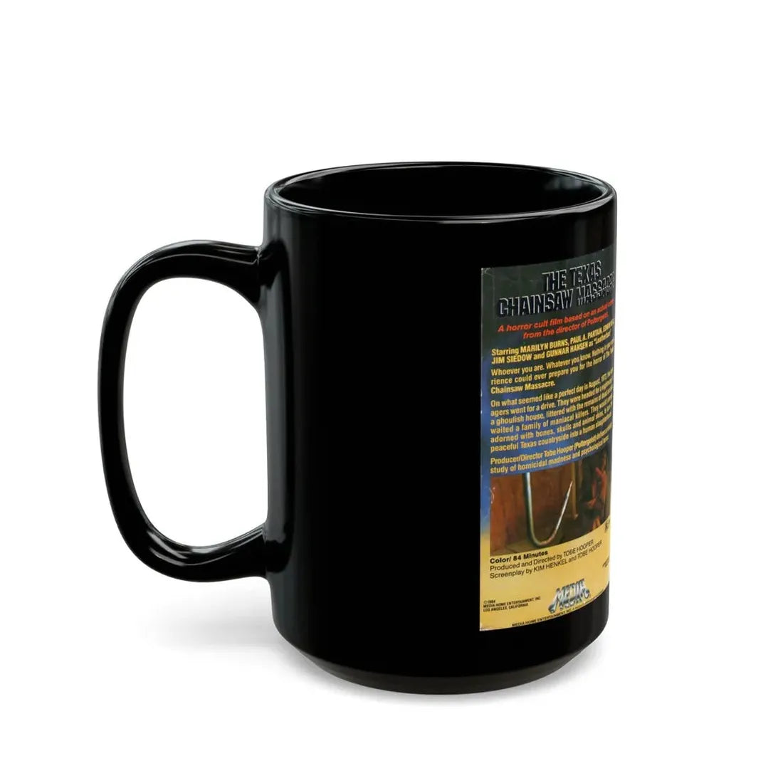 THE TEXAS CHAINSAW MASSACRE GUNNAR HANSEN (VHS COVER) - Black Coffee Mug - Go Mug Yourself