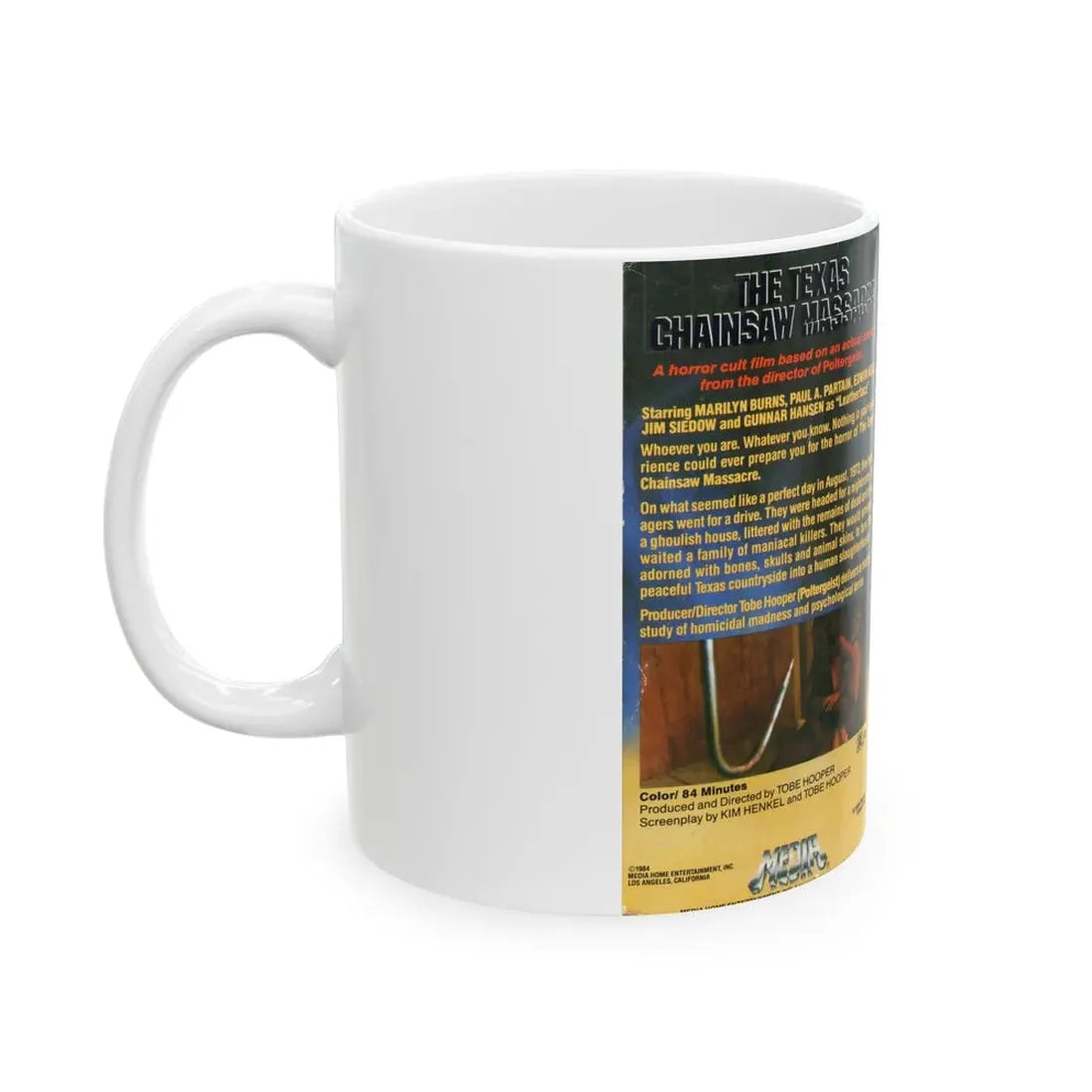 THE TEXAS CHAINSAW MASSACRE GUNNAR HANSEN (VHS COVER) - White Coffee Mug - Go Mug Yourself