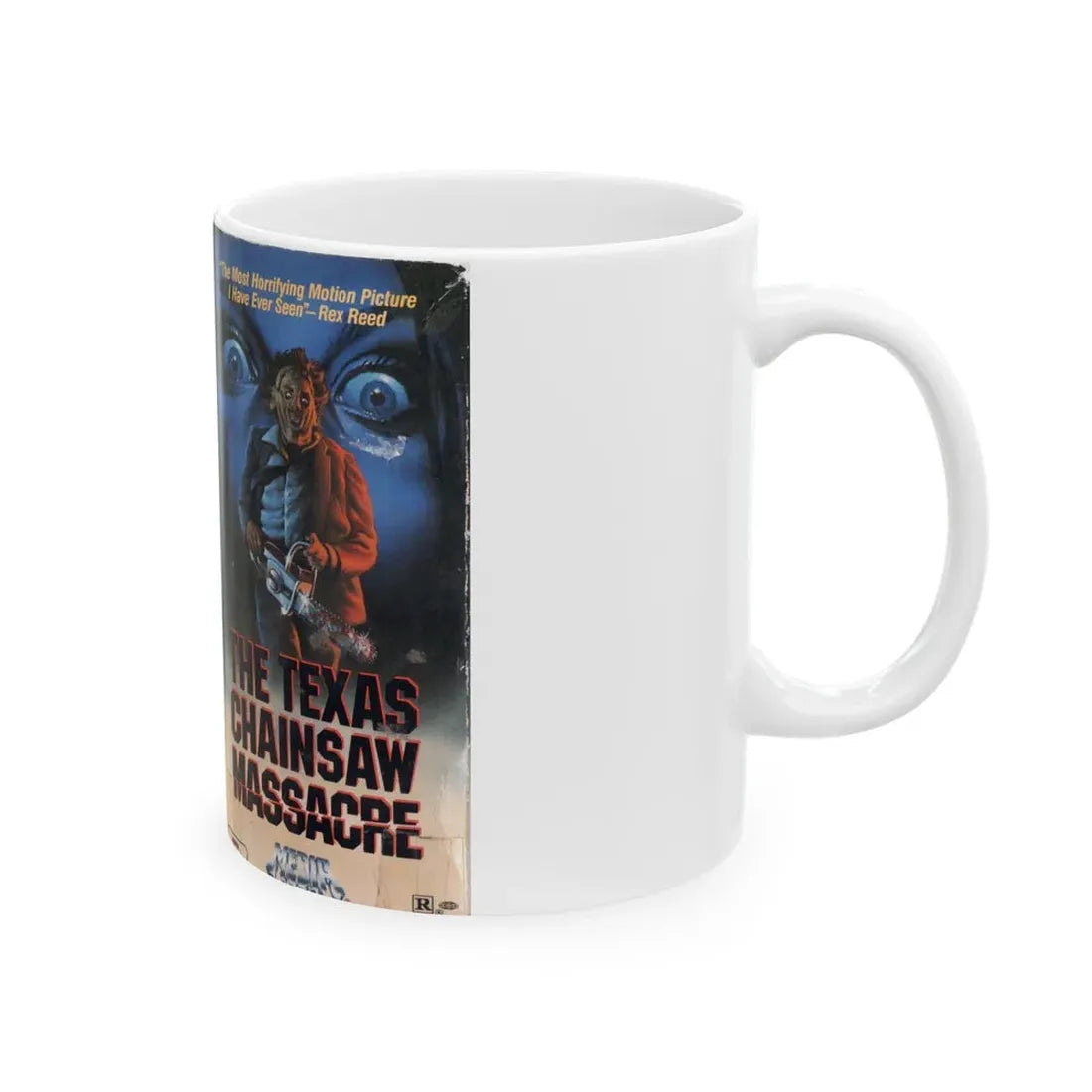 THE TEXAS CHAINSAW MASSACRE GUNNAR HANSEN (VHS COVER) - White Coffee Mug - Go Mug Yourself