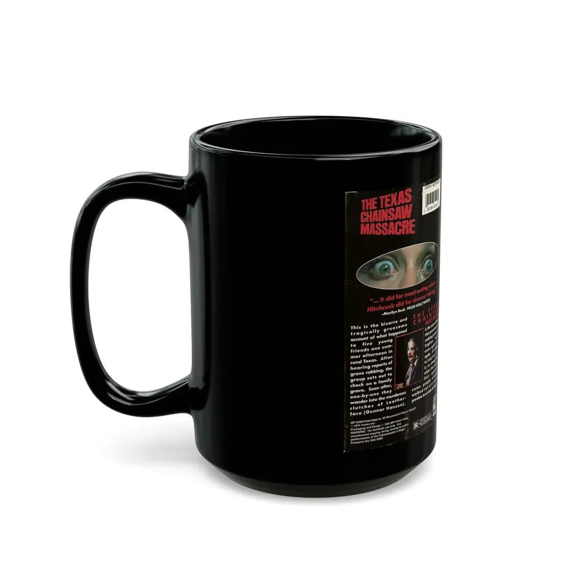 THE TEXAS CHAINSAW MASSACRE MPI HOME VIDEO (VHS COVER) - Black Coffee Mug - Go Mug Yourself