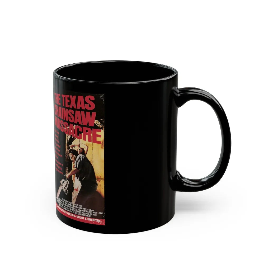 THE TEXAS CHAINSAW MASSACRE MPI HOME VIDEO (VHS COVER) - Black Coffee Mug-Go Mug Yourself