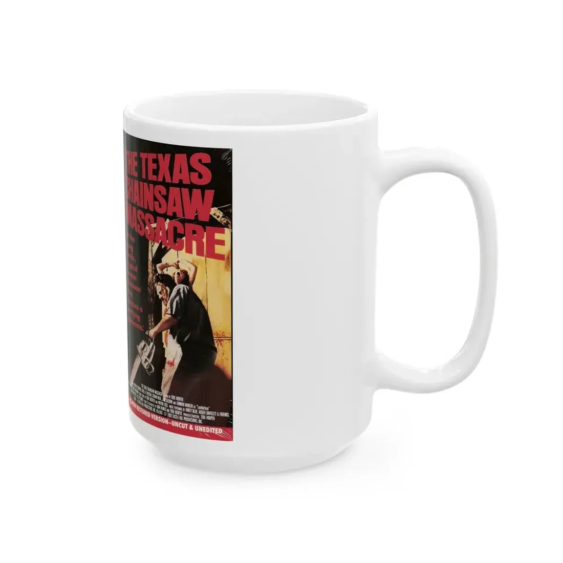 THE TEXAS CHAINSAW MASSACRE MPI HOME VIDEO (VHS COVER) - White Coffee Mug - Go Mug Yourself