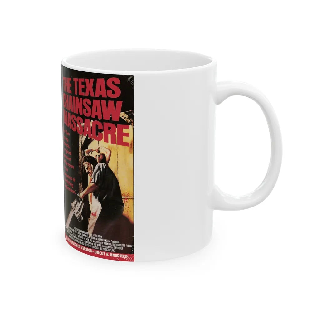 THE TEXAS CHAINSAW MASSACRE MPI HOME VIDEO (VHS COVER) - White Coffee Mug-Go Mug Yourself