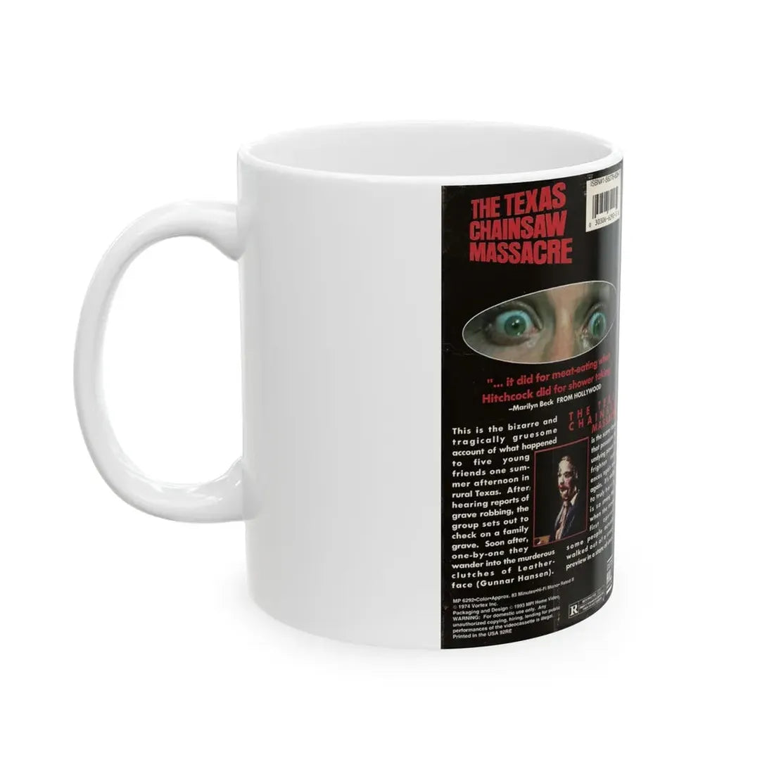 THE TEXAS CHAINSAW MASSACRE MPI HOME VIDEO (VHS COVER) - White Coffee Mug - Go Mug Yourself