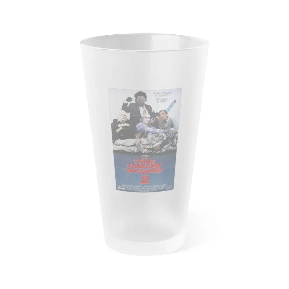 THE TEXAS CHAINSAW MASSACRE PART 2 (2) 1986 Movie Poster - Frosted Pint Glass 16oz-16oz-Frosted-Go Mug Yourself