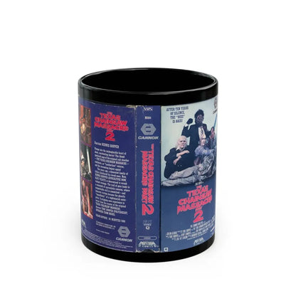 THE TEXAS CHAINSAW MASSACRE PART 2 (VHS COVER) - Black Coffee Mug 11oz - Go Mug Yourself