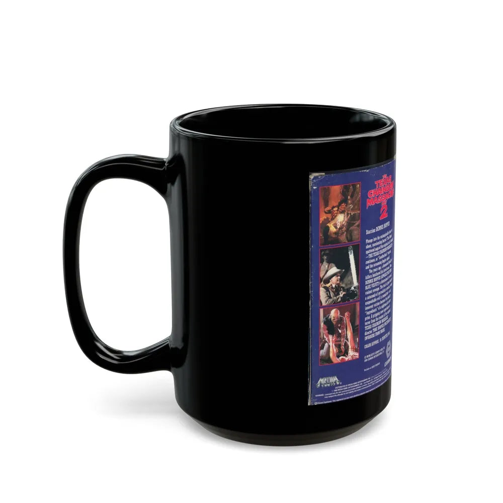 THE TEXAS CHAINSAW MASSACRE PART 2 (VHS COVER) - Black Coffee Mug-Go Mug Yourself