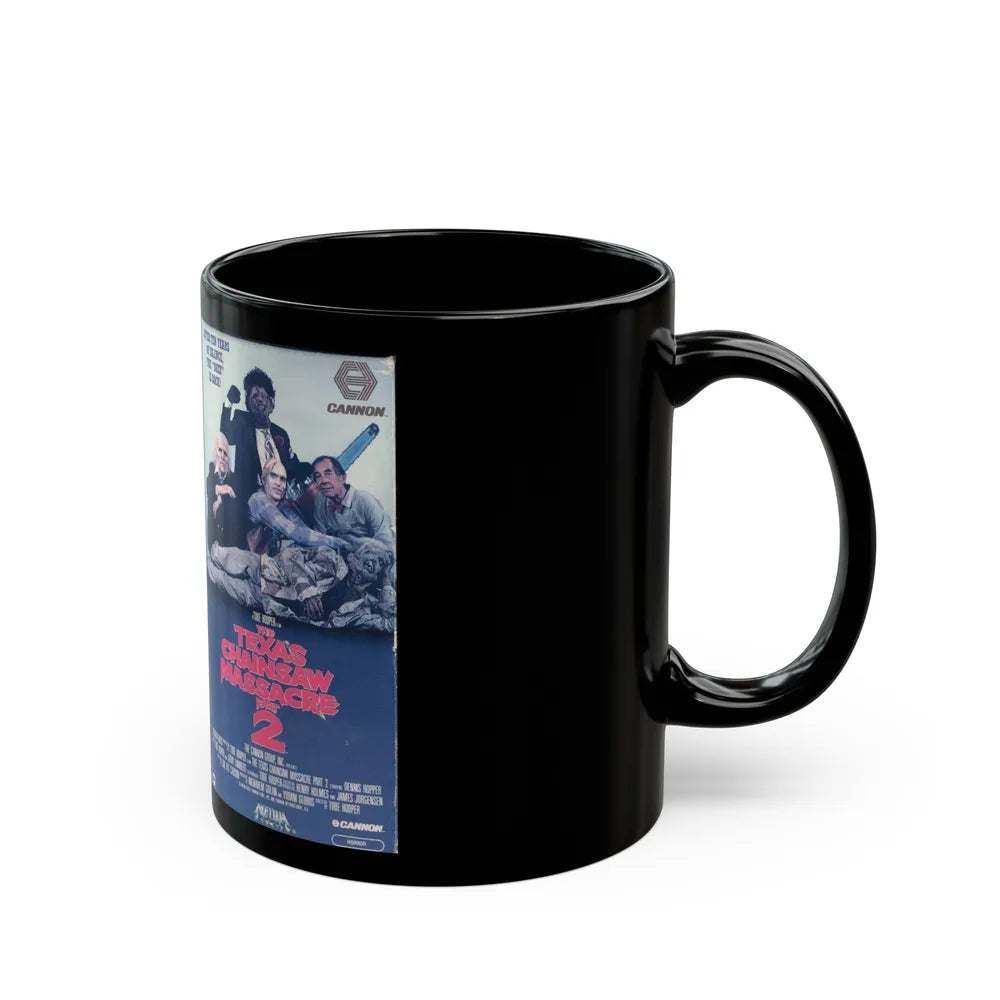 THE TEXAS CHAINSAW MASSACRE PART 2 (VHS COVER) - Black Coffee Mug-Go Mug Yourself