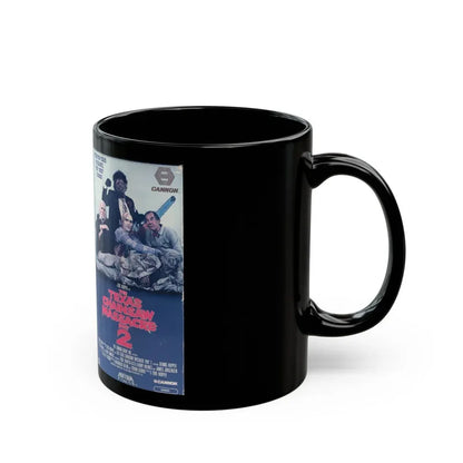 THE TEXAS CHAINSAW MASSACRE PART 2 (VHS COVER) - Black Coffee Mug - Go Mug Yourself