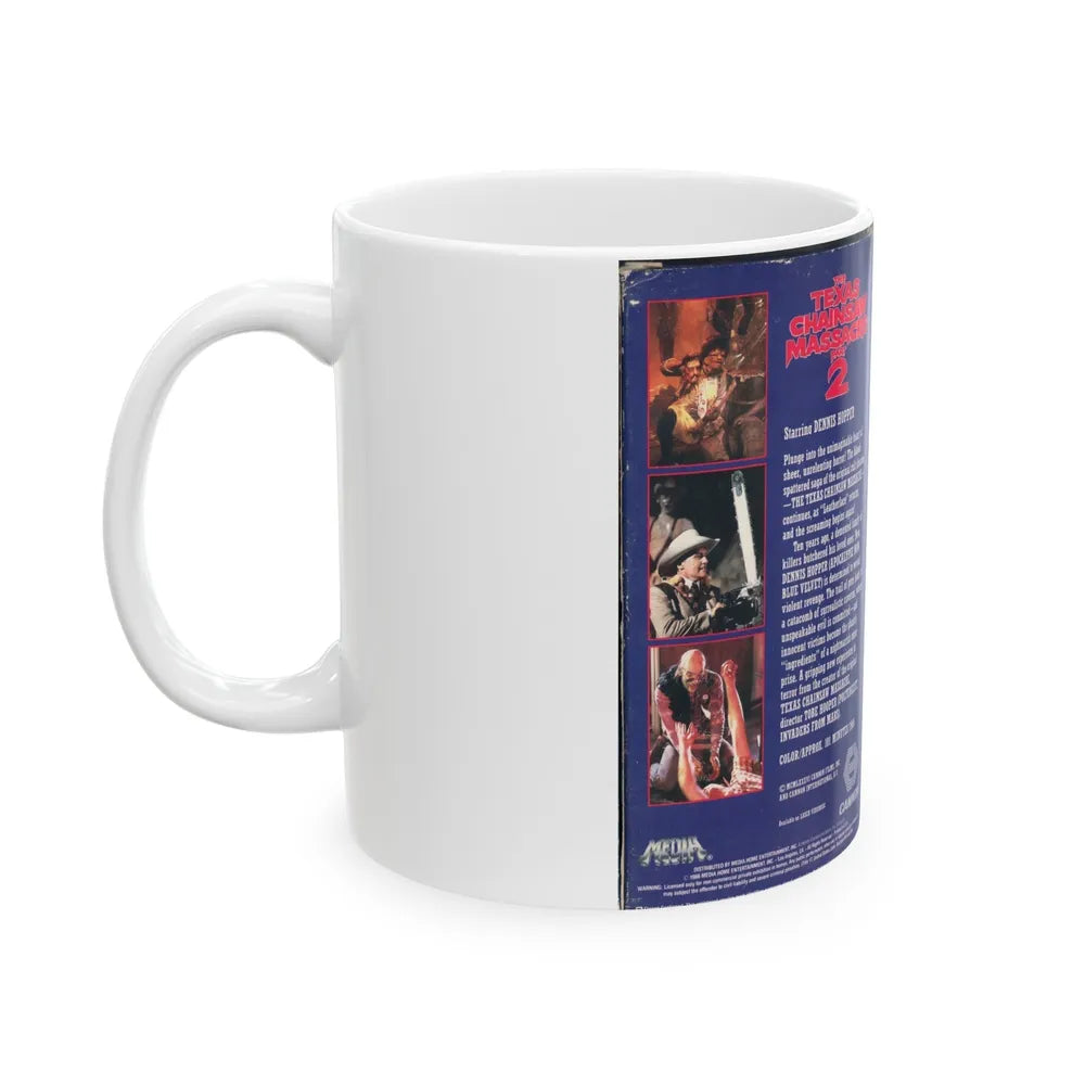 THE TEXAS CHAINSAW MASSACRE PART 2 (VHS COVER) - White Coffee Mug-Go Mug Yourself