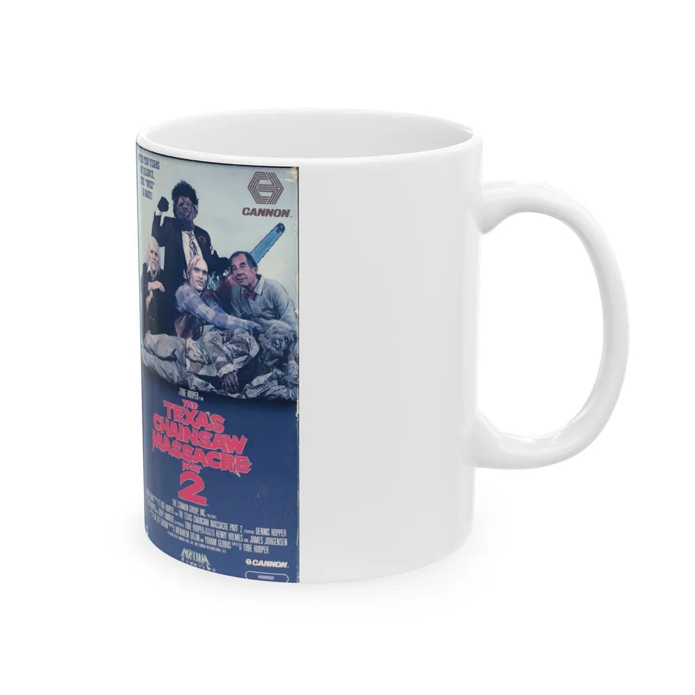 THE TEXAS CHAINSAW MASSACRE PART 2 (VHS COVER) - White Coffee Mug-Go Mug Yourself