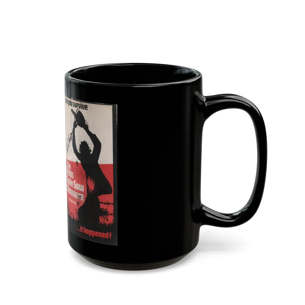 THE TEXAS CHAINSAW MASSACRE SIGNED BY TOBY HOOPER (VHS COVER) - Black Coffee Mug-Go Mug Yourself