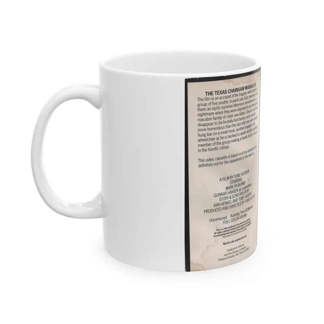 THE TEXAS CHAINSAW MASSACRE SIGNED BY TOBY HOOPER (VHS COVER) - White Coffee Mug - Go Mug Yourself