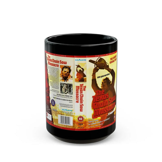 THE TEXAS CHAINSAW MASSACRE VERSION2 (VHS COVER) - Black Coffee Mug-15oz-Go Mug Yourself