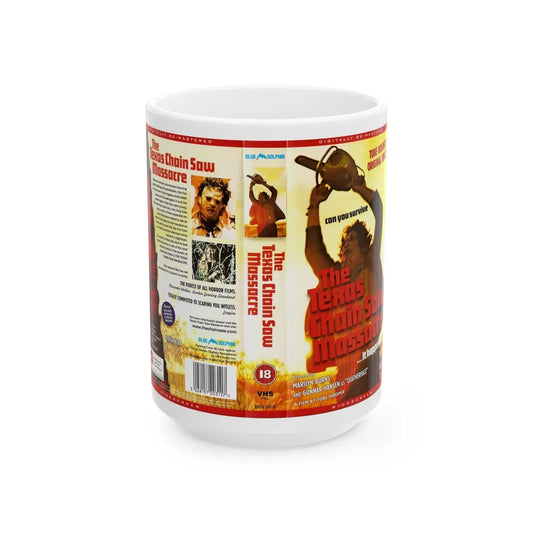 THE TEXAS CHAINSAW MASSACRE VERSION2 (VHS COVER) - White Coffee Mug-15oz-Go Mug Yourself