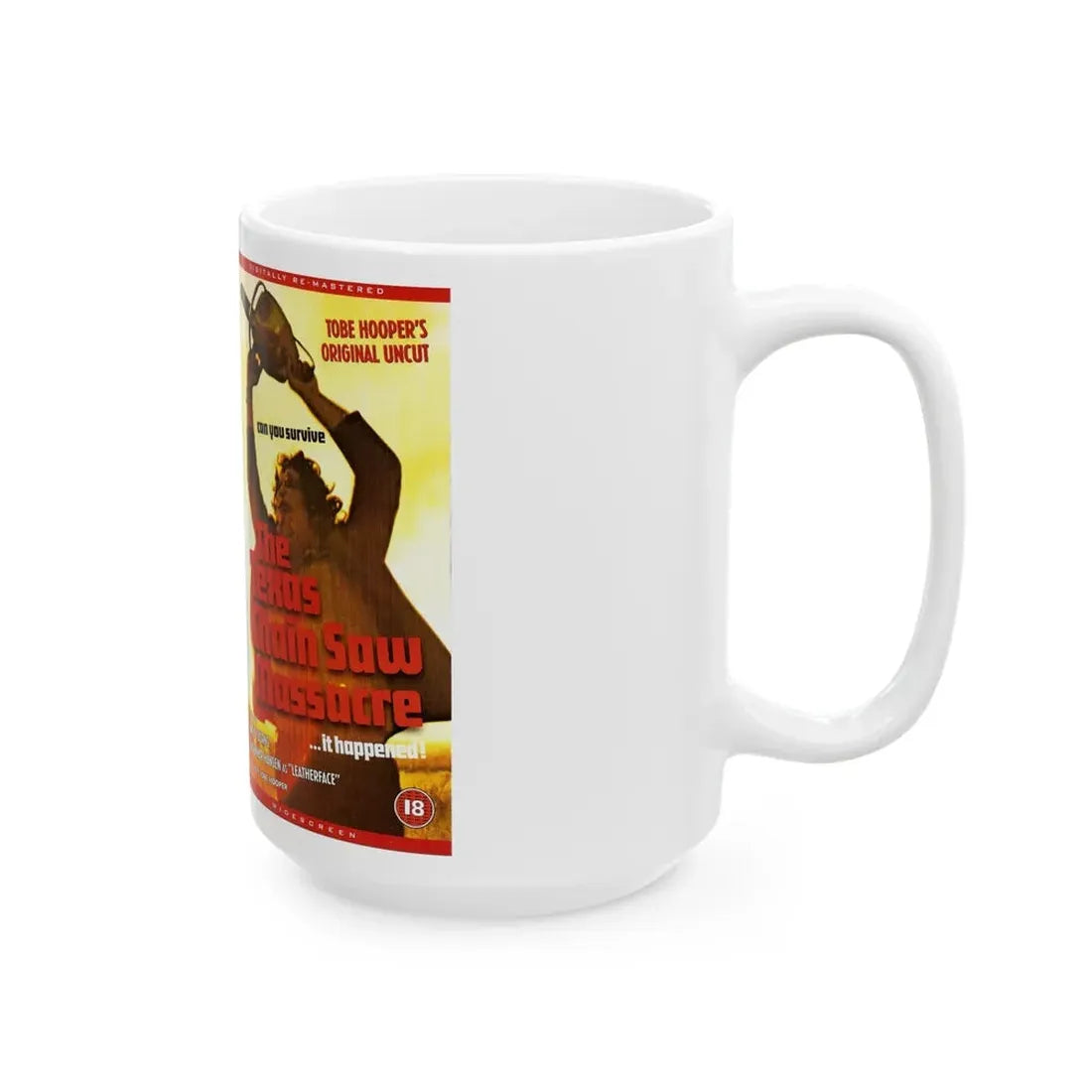 THE TEXAS CHAINSAW MASSACRE VERSION2 (VHS COVER) - White Coffee Mug - Go Mug Yourself