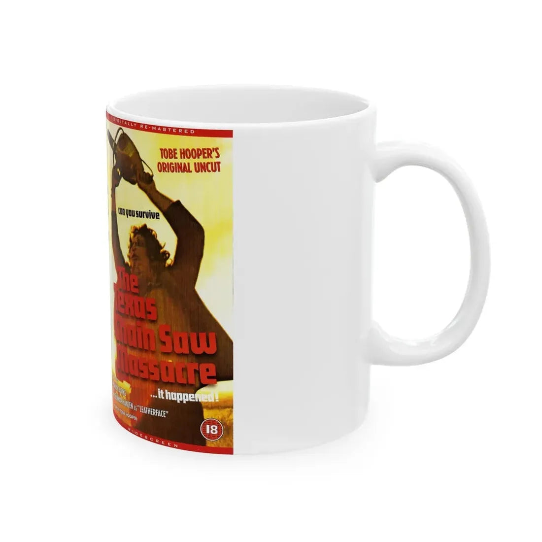 THE TEXAS CHAINSAW MASSACRE VERSION2 (VHS COVER) - White Coffee Mug - Go Mug Yourself