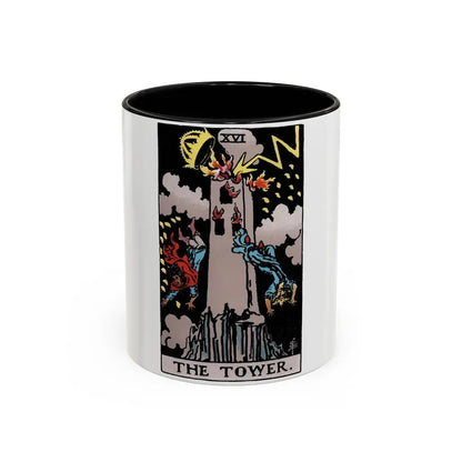 The Tower (Tarot Card) Accent Coffee Mug 11oz Black - Go Mug Yourself