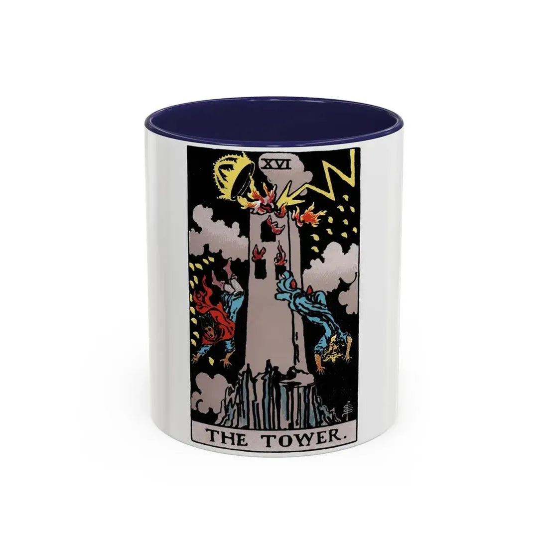 The Tower (Tarot Card) Accent Coffee Mug 11oz Navy - Go Mug Yourself