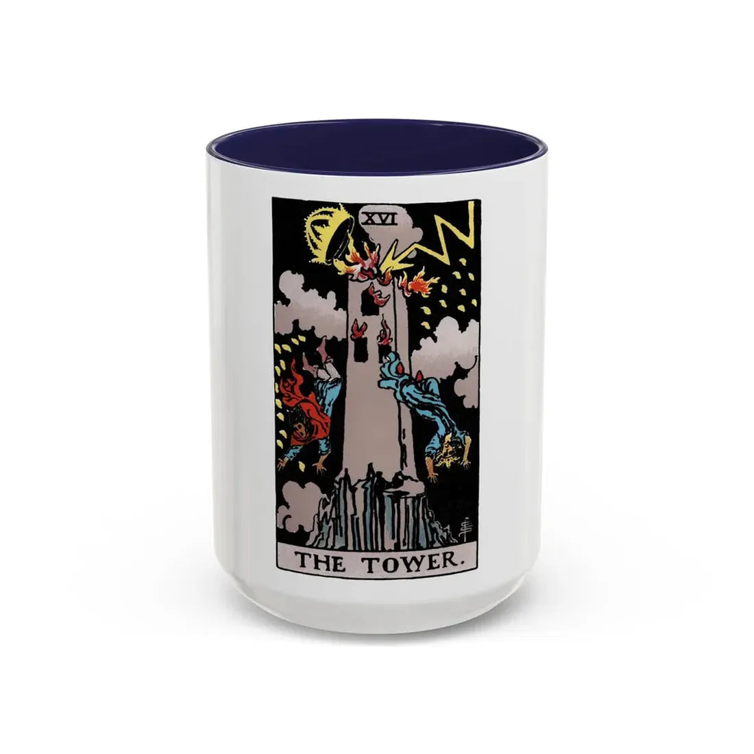 The Tower (Tarot Card) Accent Coffee Mug 15oz Navy - Go Mug Yourself