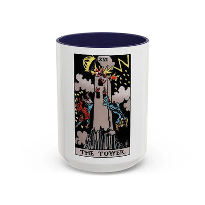 The Tower (Tarot Card) Accent Coffee Mug 15oz Navy - Go Mug Yourself