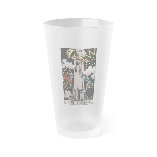 The Tower (Tarot Card) Frosted Pint Glass 16oz Default Title - Go Mug Yourself