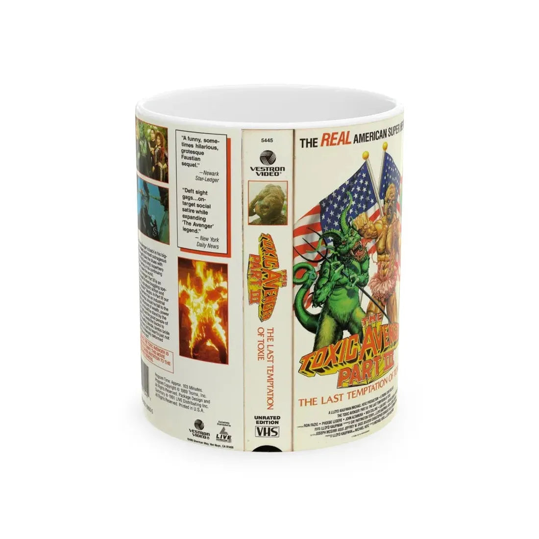 THE TOXIC AVENGER PART 3 THE LAST TEMPTATION OF TOXIE (VHS COVER) - White Coffee Mug 11oz - Go Mug Yourself
