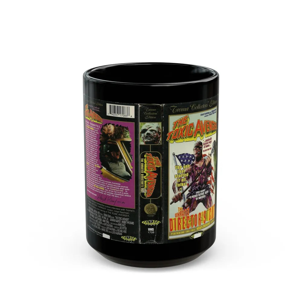 THE TOXIC AVENGER THE UNRATED DIRECTORS CUT (VHS COVER) - Black Coffee Mug-15oz-Go Mug Yourself