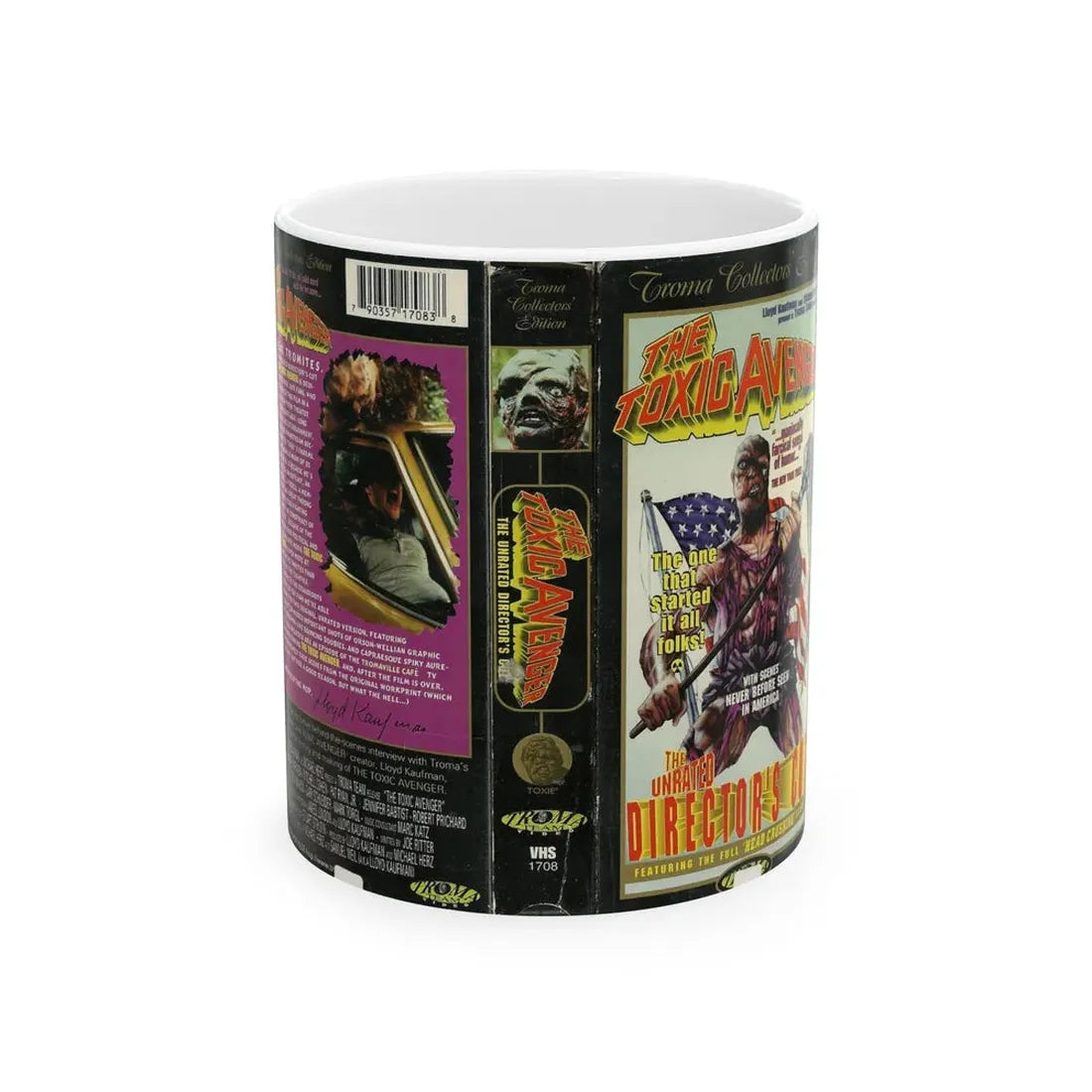 THE TOXIC AVENGER THE UNRATED DIRECTORS CUT (VHS COVER) - White Coffee Mug 11oz - Go Mug Yourself