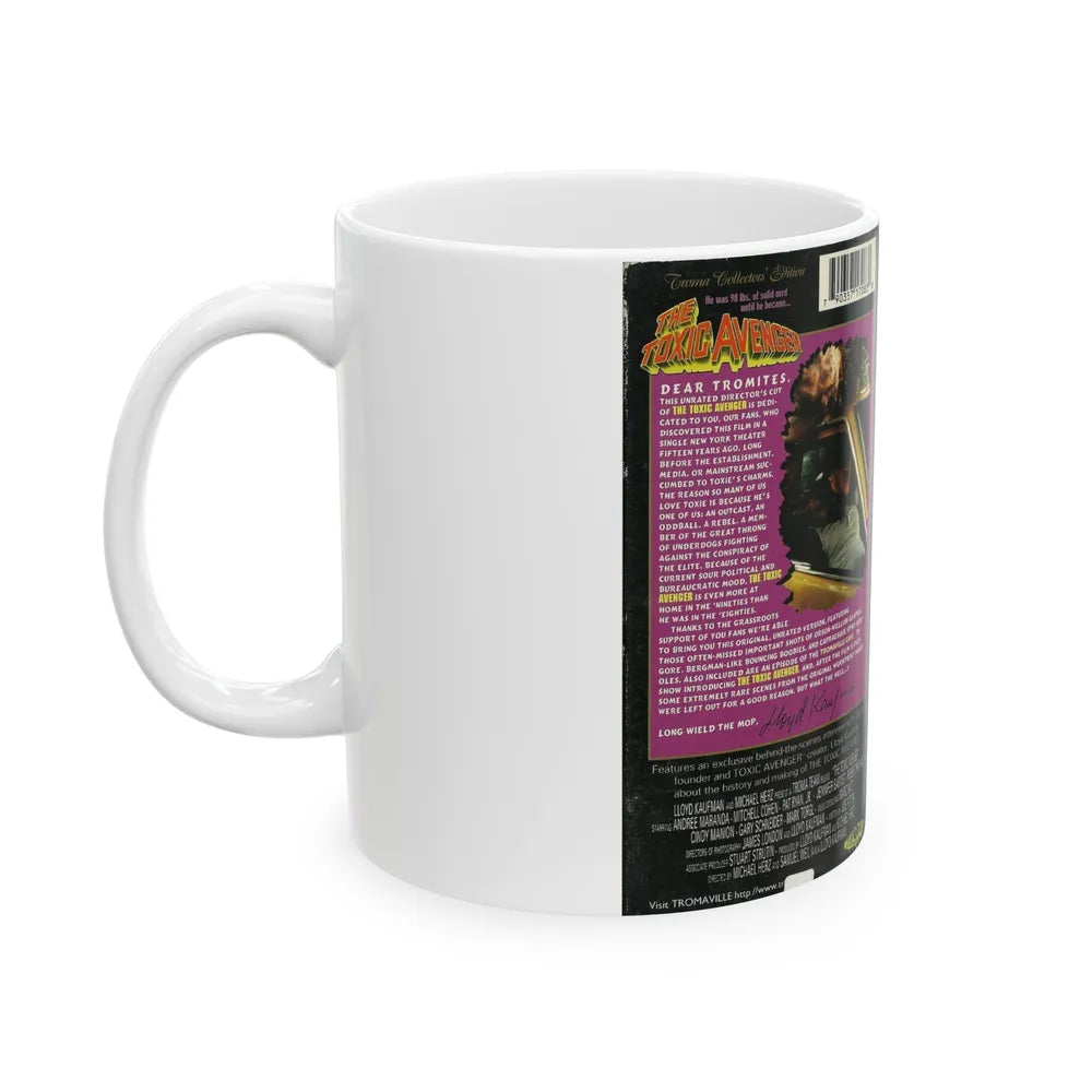 THE TOXIC AVENGER THE UNRATED DIRECTORS CUT (VHS COVER) - White Coffee Mug-Go Mug Yourself