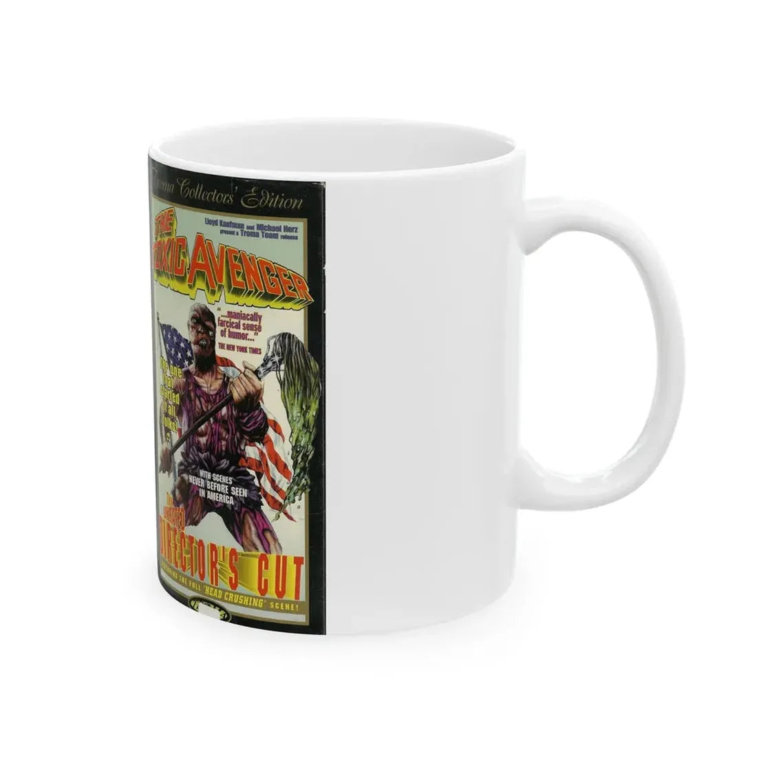 THE TOXIC AVENGER THE UNRATED DIRECTORS CUT (VHS COVER) - White Coffee Mug - Go Mug Yourself