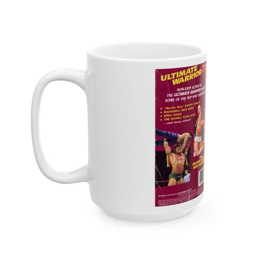 THE ULTIMATE WARRIOR WWF (VHS COVER) - White Coffee Mug-Go Mug Yourself