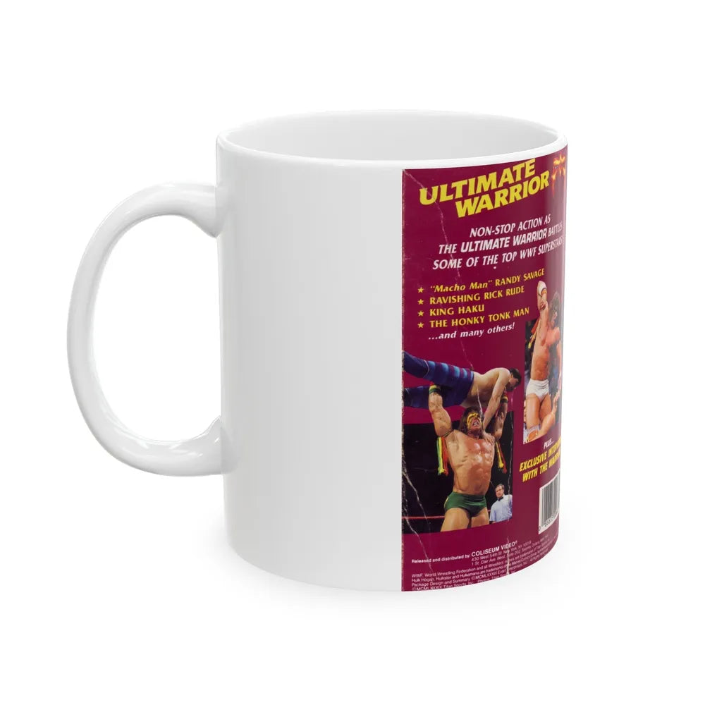 THE ULTIMATE WARRIOR WWF (VHS COVER) - White Coffee Mug-Go Mug Yourself