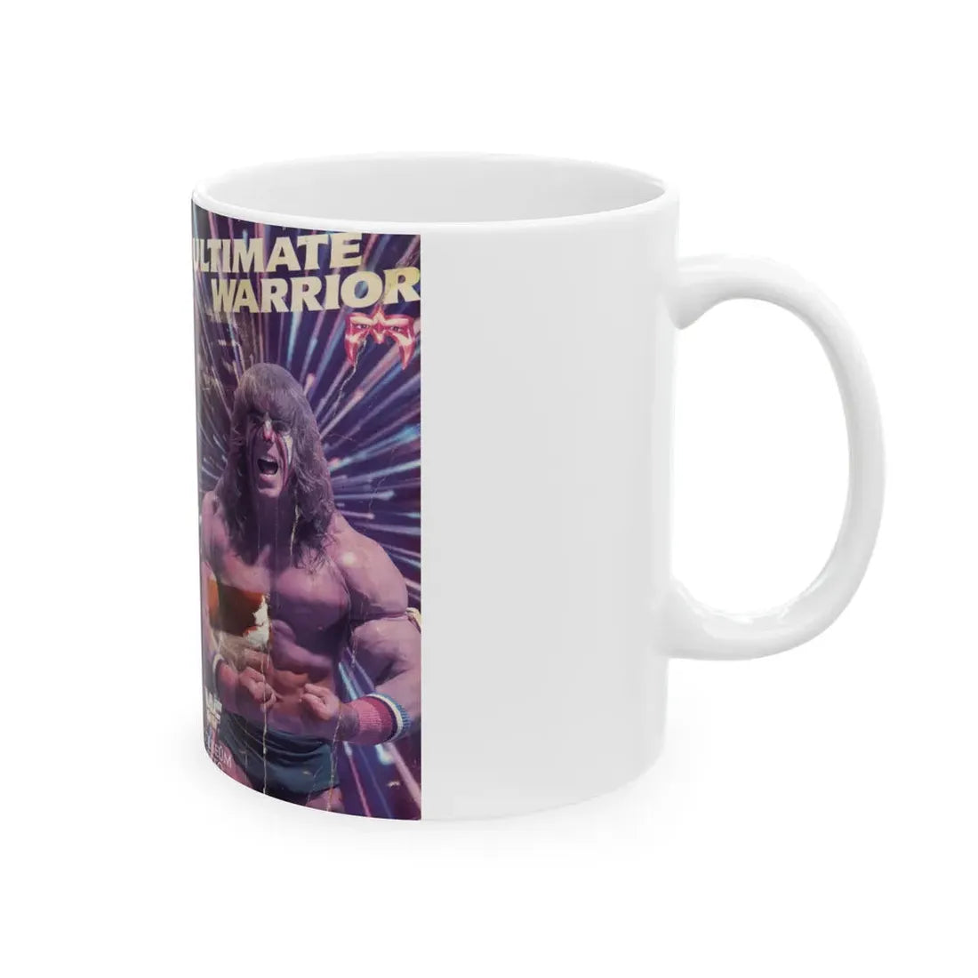 THE ULTIMATE WARRIOR WWF (VHS COVER) - White Coffee Mug - Go Mug Yourself