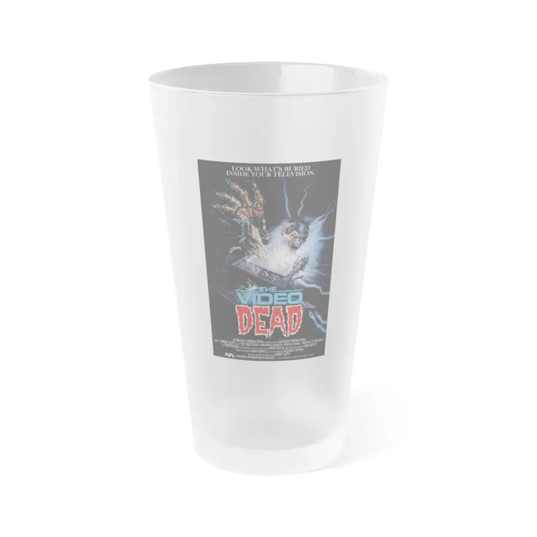 THE VIDEO DEAD 1987 Movie Poster - Frosted Pint Glass 16oz 16oz Frosted - Go Mug Yourself