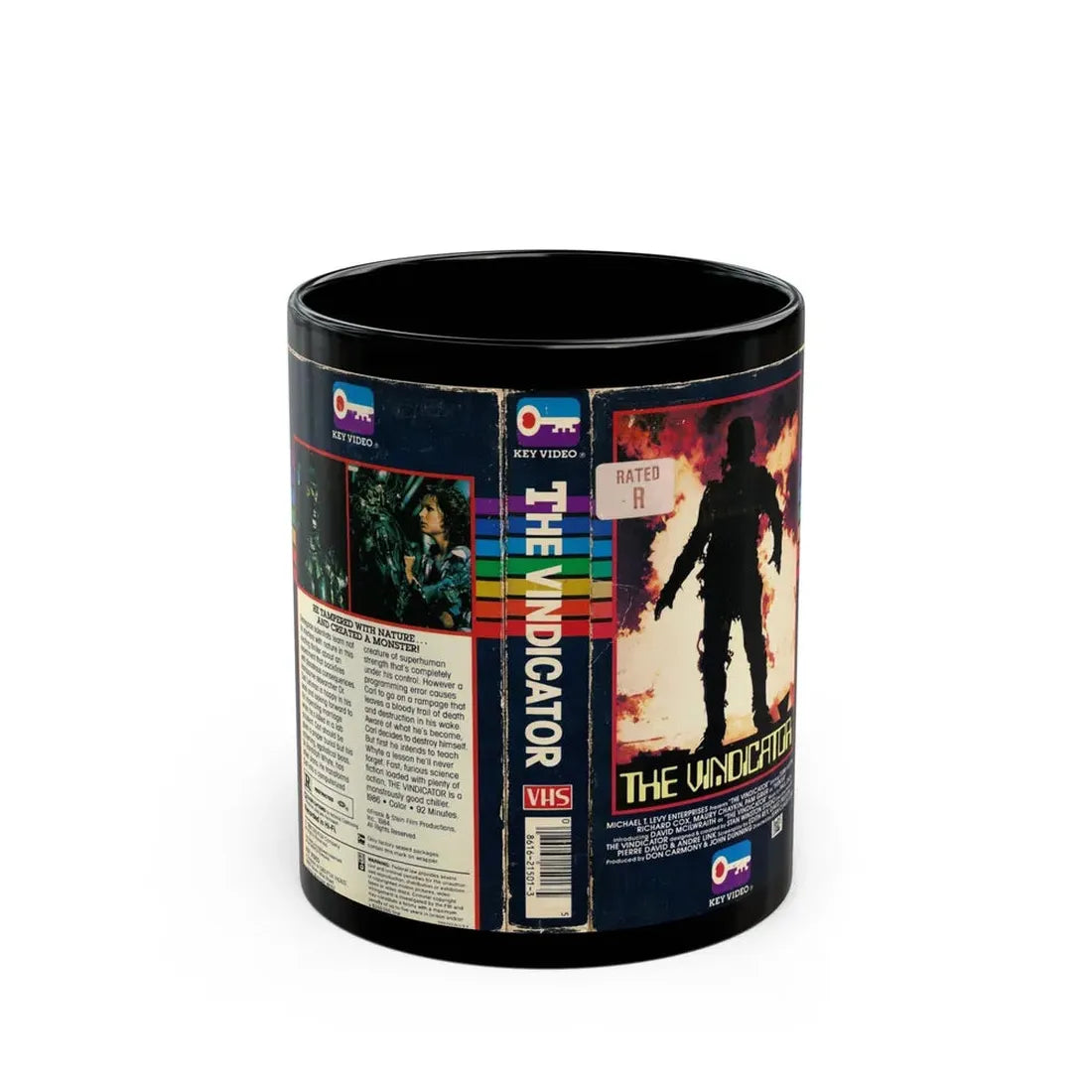 THE VINDICATOR KEY VIDEO (VHS COVER) - Black Coffee Mug 11oz - Go Mug Yourself