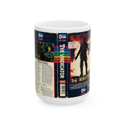 THE VINDICATOR KEY VIDEO (VHS COVER) - White Coffee Mug 15oz - Go Mug Yourself