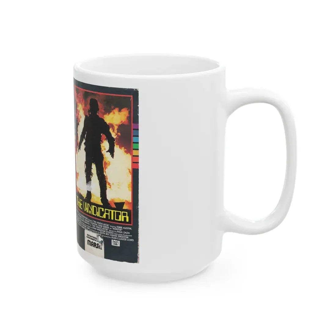 THE VINDICATOR (VHS COVER) - White Coffee Mug - Go Mug Yourself