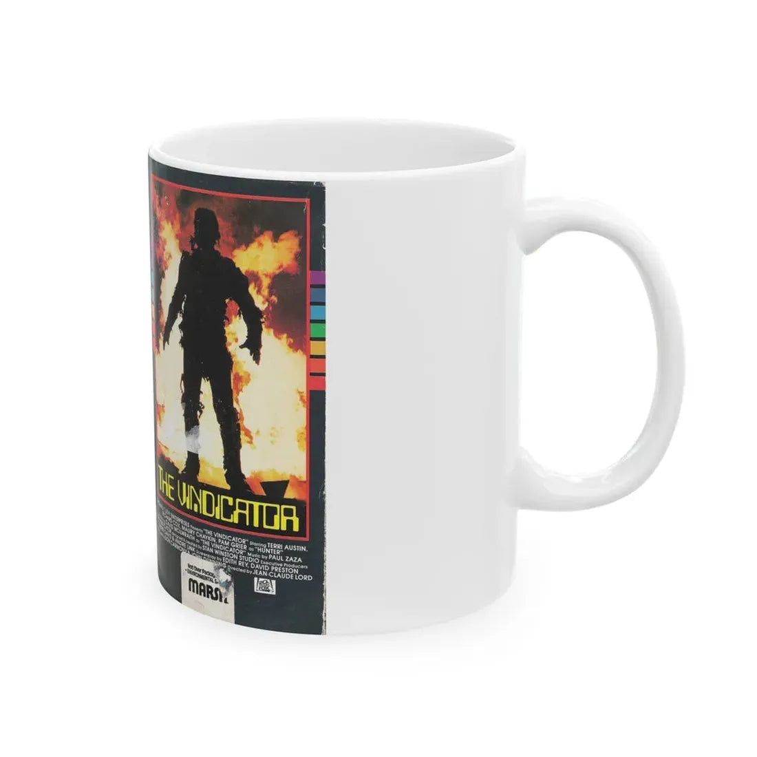 THE VINDICATOR (VHS COVER) - White Coffee Mug - Go Mug Yourself