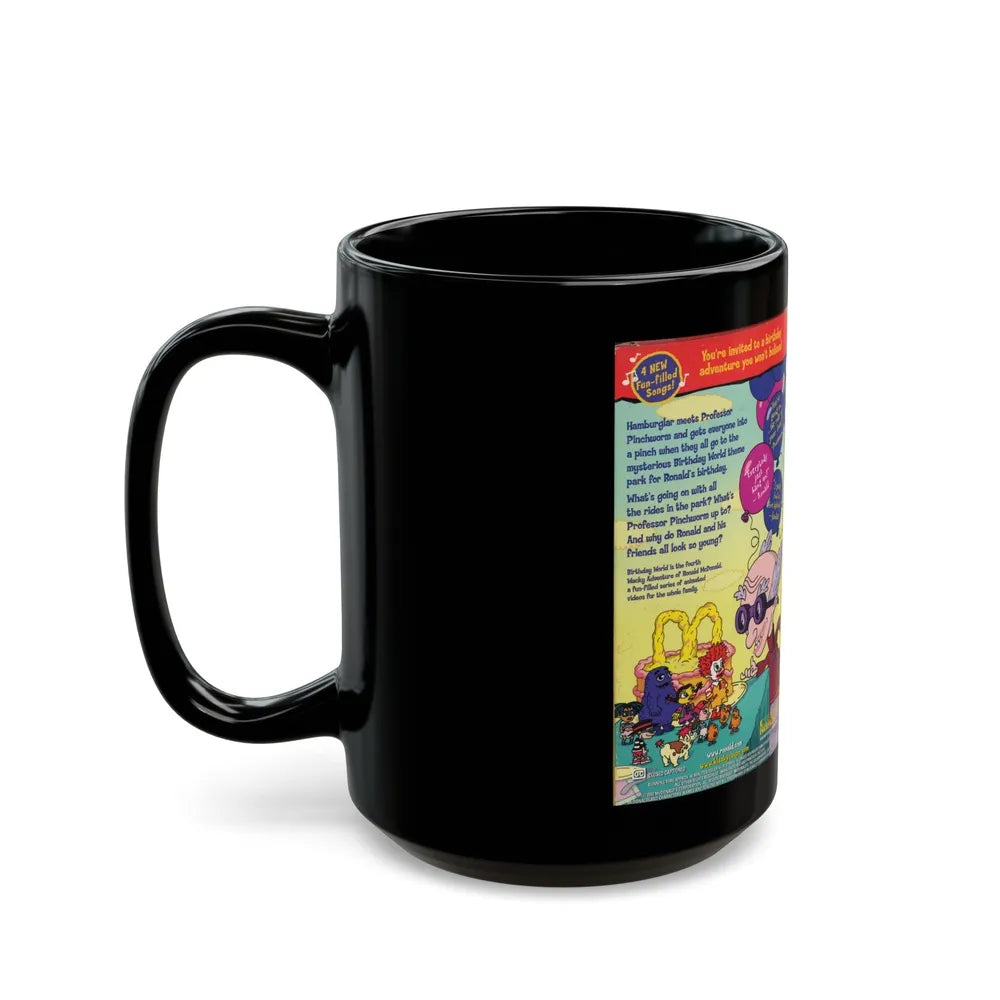 THE WACKY ADVENTURES OF RONALD MCDONALD BIRTHDAY WORLD (VHS COVER) - Black Coffee Mug-Go Mug Yourself