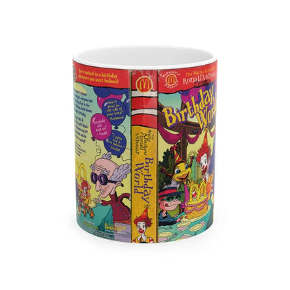 THE WACKY ADVENTURES OF RONALD MCDONALD BIRTHDAY WORLD (VHS COVER) - White Coffee Mug-11oz-Go Mug Yourself