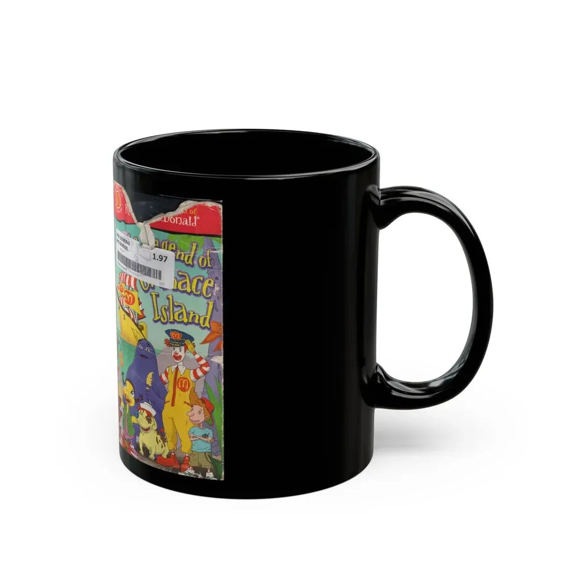 THE WACKY ADVENTURES OF RONALD MCDONALD THE LEGEND OF GRIMACE ISLAND (VHS COVER) - Black Coffee Mug - Go Mug Yourself