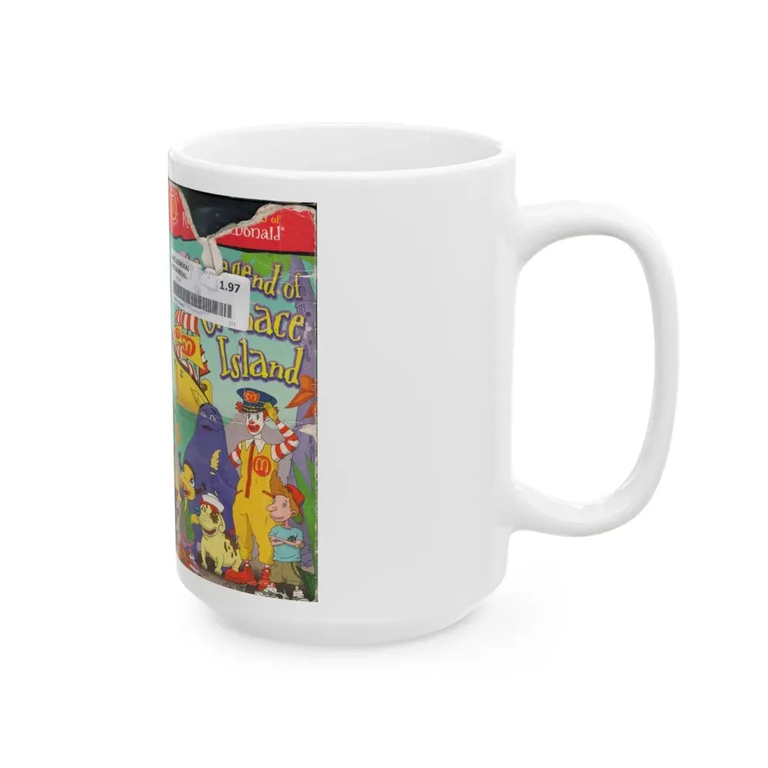 THE WACKY ADVENTURES OF RONALD MCDONALD THE LEGEND OF GRIMACE ISLAND (VHS COVER) - White Coffee Mug - Go Mug Yourself