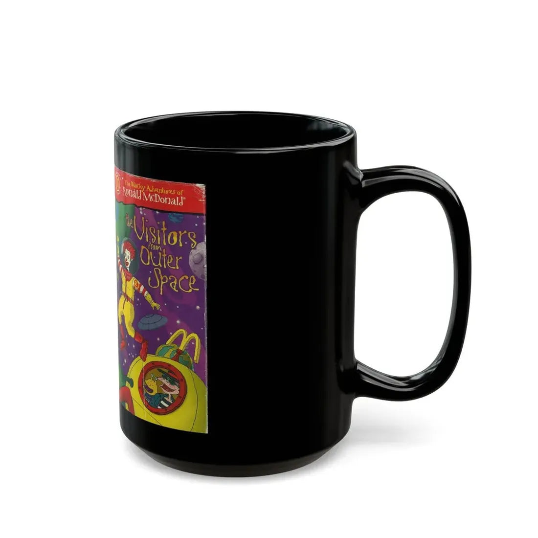 THE WACKY ADVENTURES OF RONALD MCDONALD THE VISITORS FROM OUTER SPACE (VHS COVER) - Black Coffee Mug - Go Mug Yourself