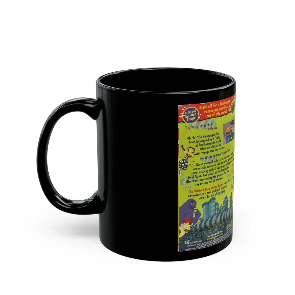 THE WACKY ADVENTURES OF RONALD MCDONALD THE VISITORS FROM OUTER SPACE (VHS COVER) - Black Coffee Mug-Go Mug Yourself