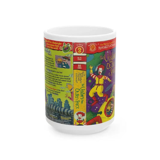 THE WACKY ADVENTURES OF RONALD MCDONALD THE VISITORS FROM OUTER SPACE (VHS COVER) - White Coffee Mug 15oz - Go Mug Yourself