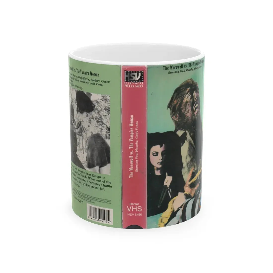 THE WEREWOLF VS THE VAMPIRE WOMAN (VHS COVER) - White Coffee Mug 11oz - Go Mug Yourself