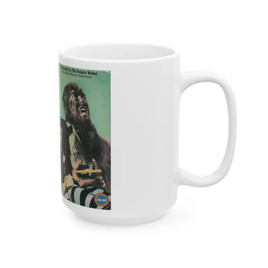 THE WEREWOLF VS THE VAMPIRE WOMAN (VHS COVER) - White Coffee Mug - Go Mug Yourself